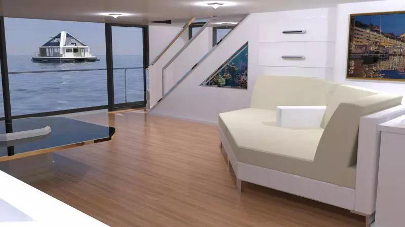 他在海上，建了一栋水上“金字塔”，里面有豪宅，还有飞碟