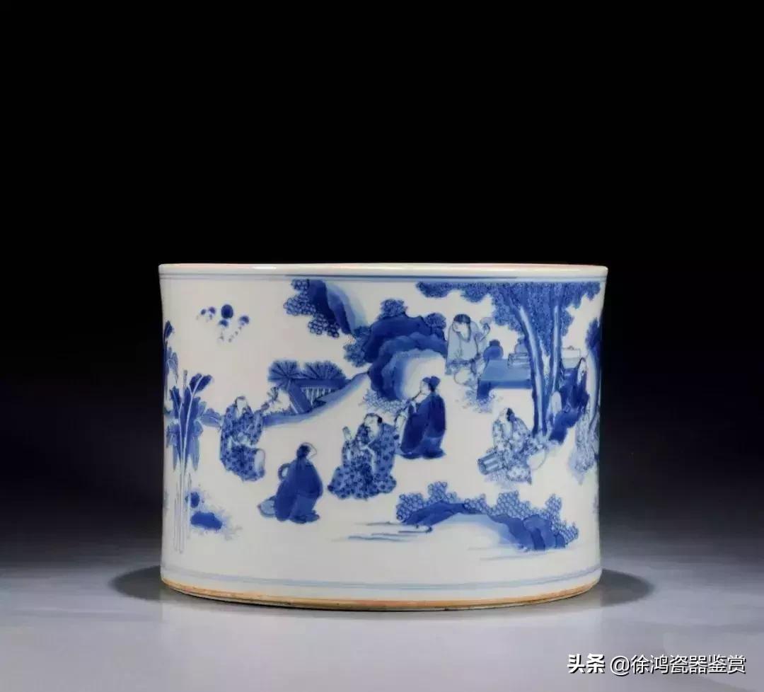 明崇祯青花山水瓷器,明崇祯鹿纹青花瓷器