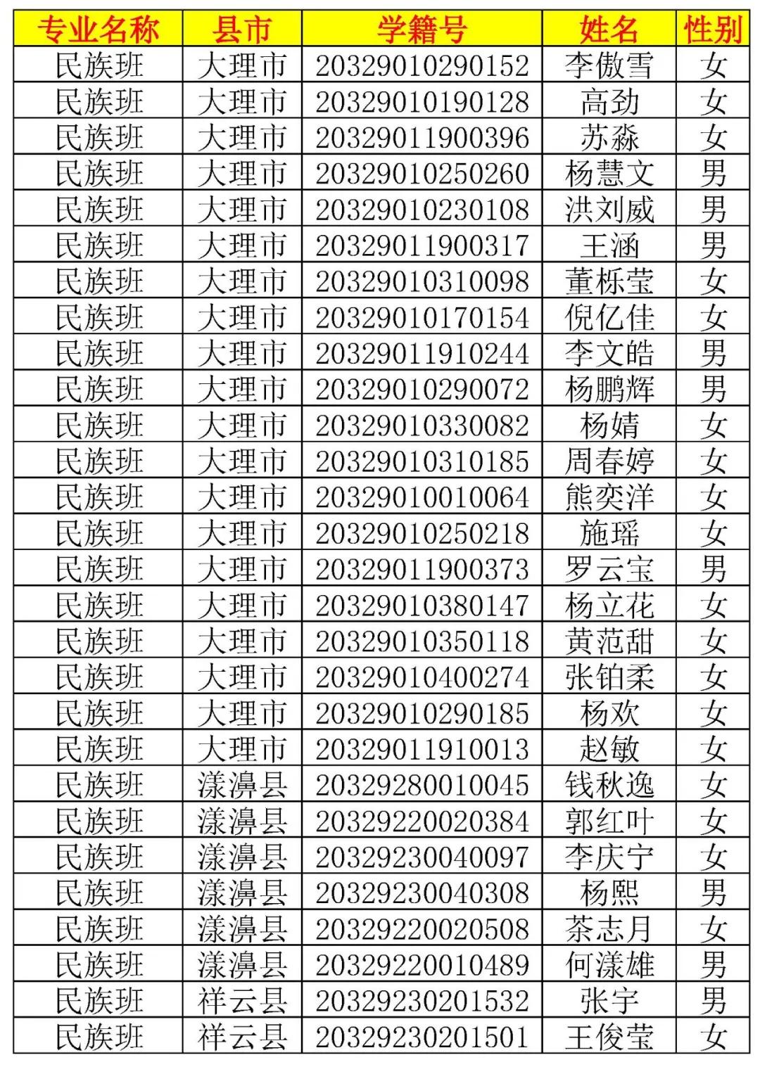 大理新世纪中学高一新生录取名单,大理新世纪中学2006高15班