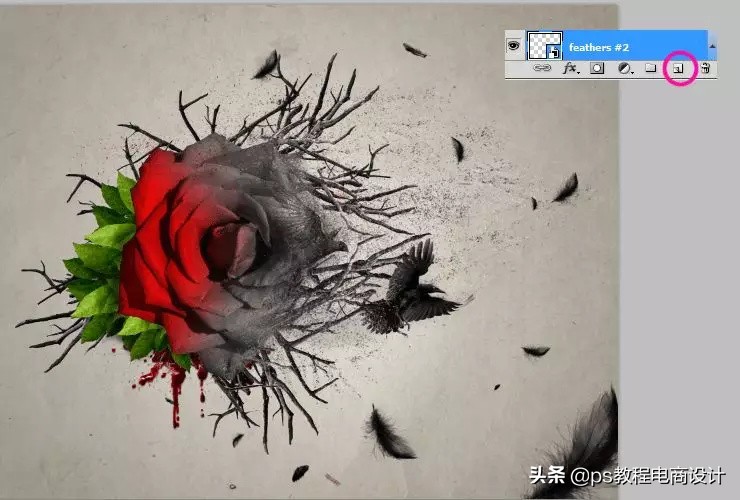 ps怎么把玫瑰变成金黄色,ps蝴蝶和鲜花合成