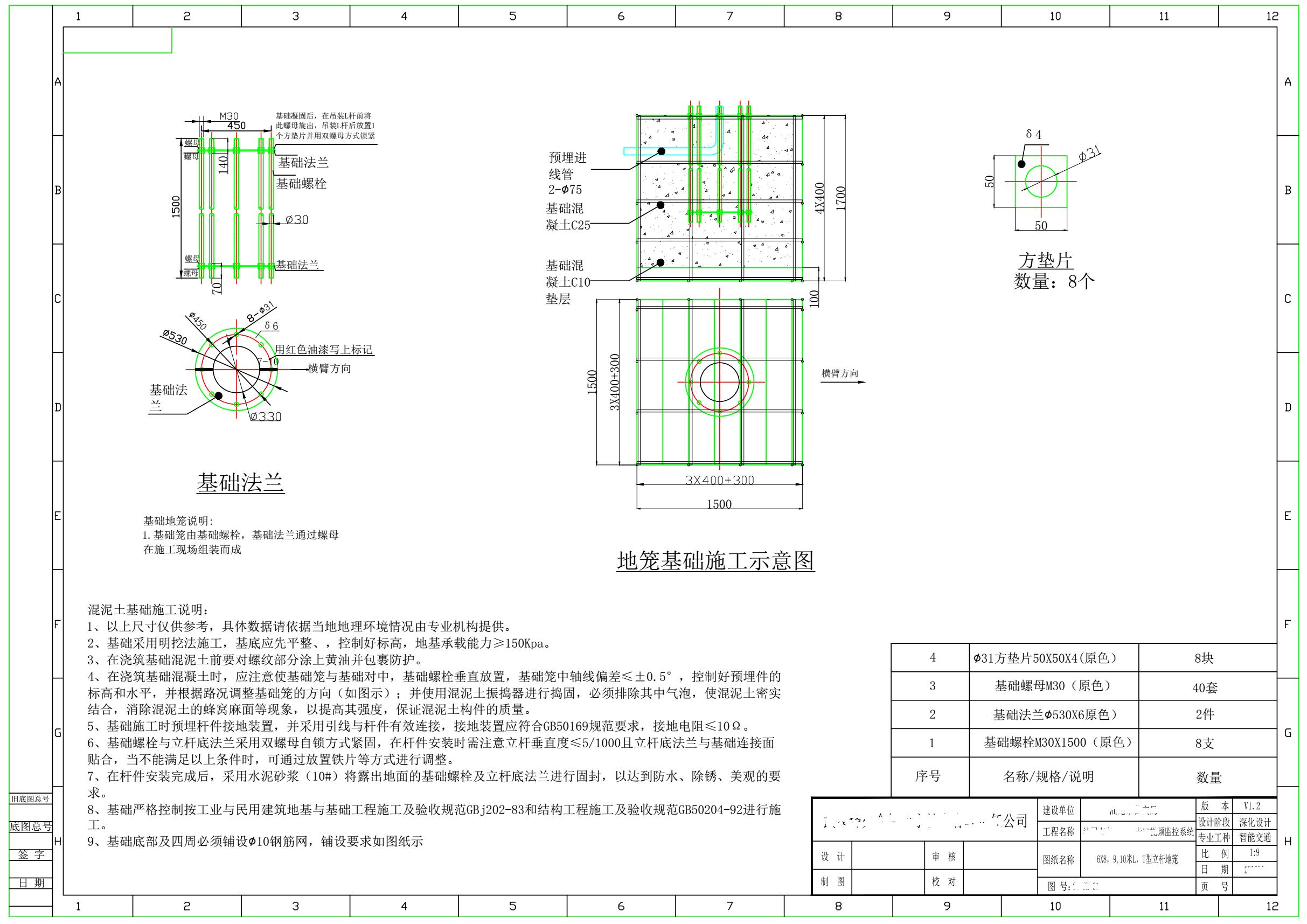 视频监控前端点位施工深化设计图纸范例（卡口点位-多图）