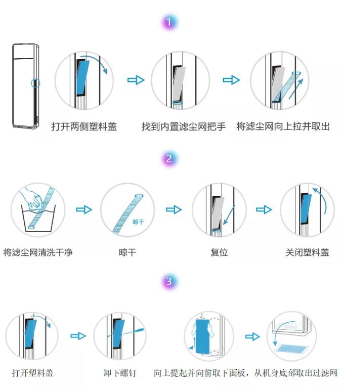 海信挂式空调怎么清洗过滤网,美的空调怎么拆开清洗过滤网