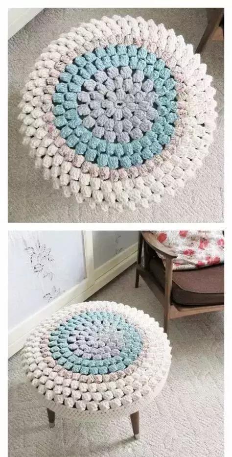 钩针汽车坐垫的编织教程,方形椅子坐垫钩针教程