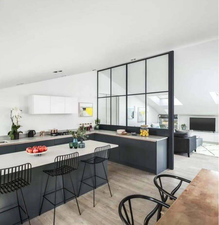 开放式厨房三联动玻璃门,开放式厨房加装玻璃门