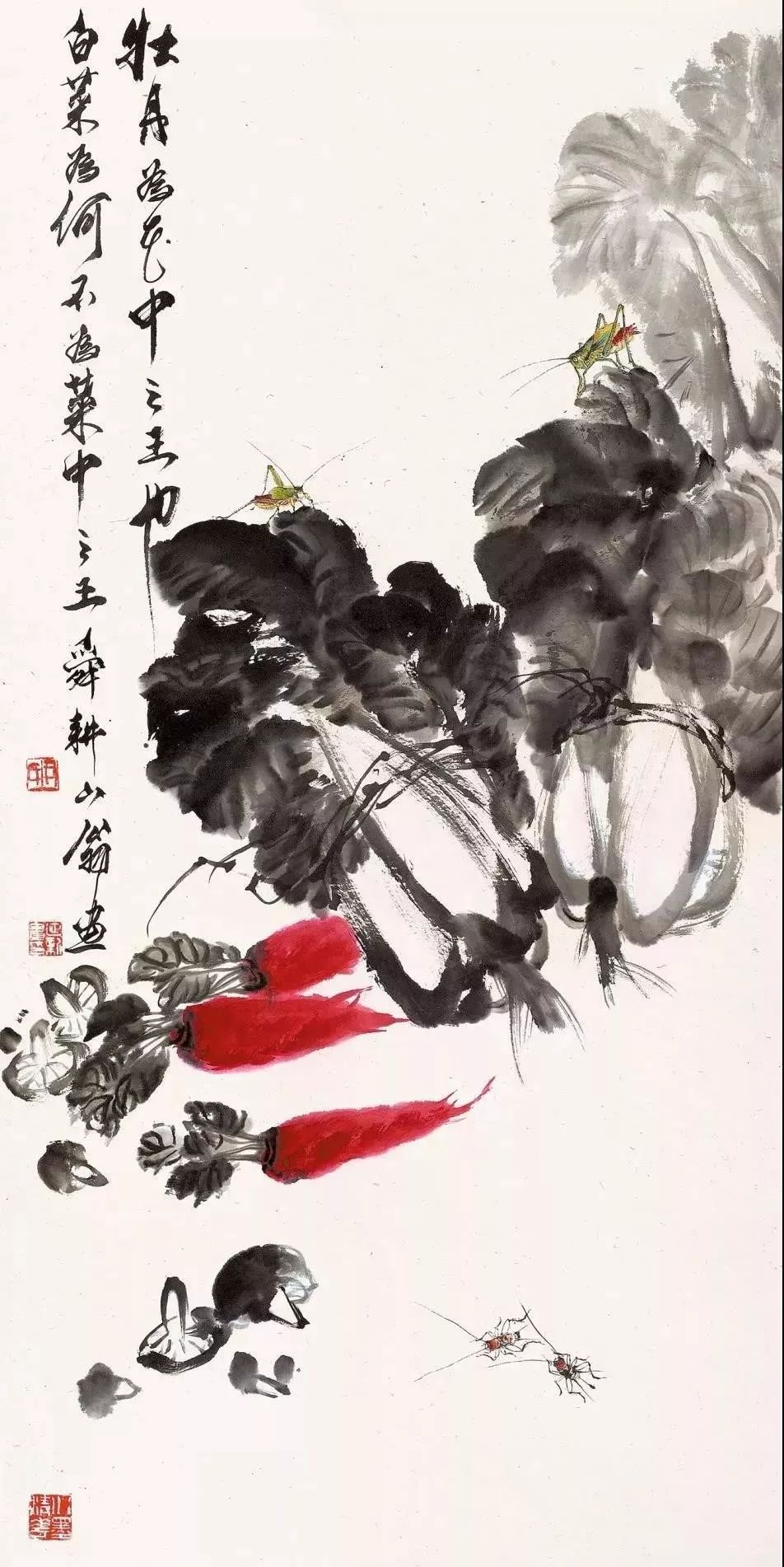 齐白石水墨小品欣赏,齐白石虫草长卷