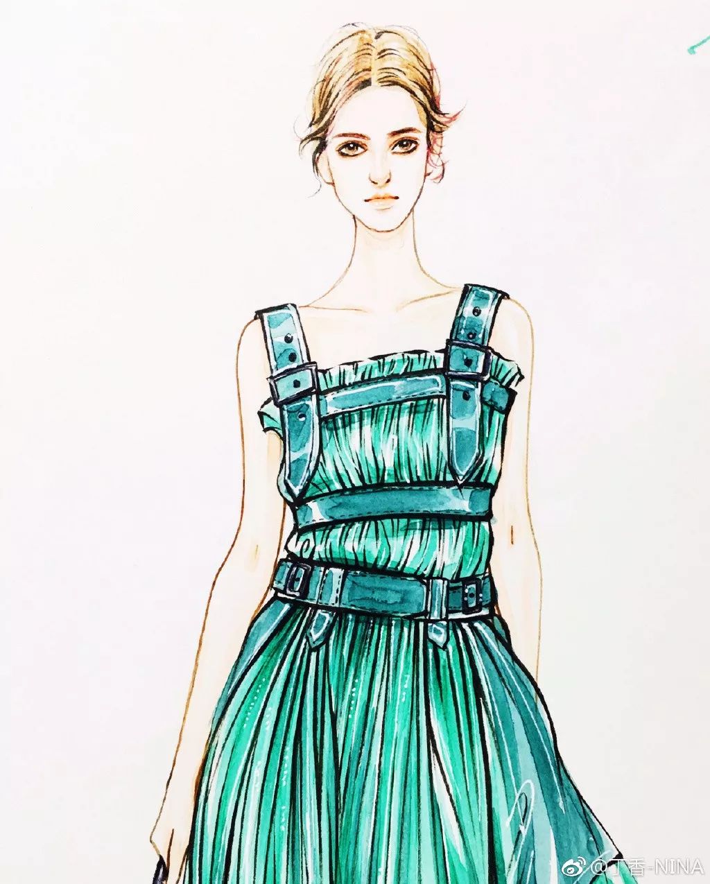 礼服怎么画好看仙气用彩铅,马克笔和彩铅裙子上色教程