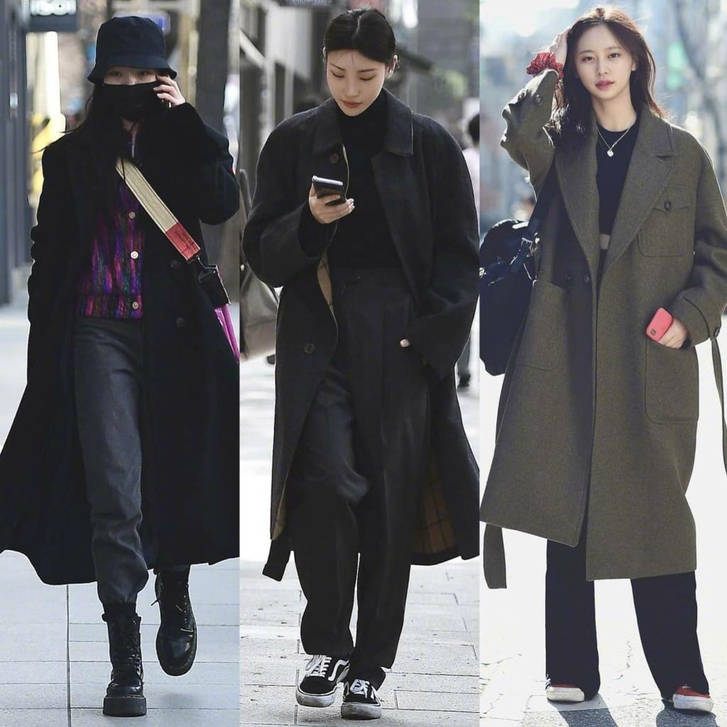 韩国小姐姐学院风大衣内搭,韩国穿大衣最好看的女人