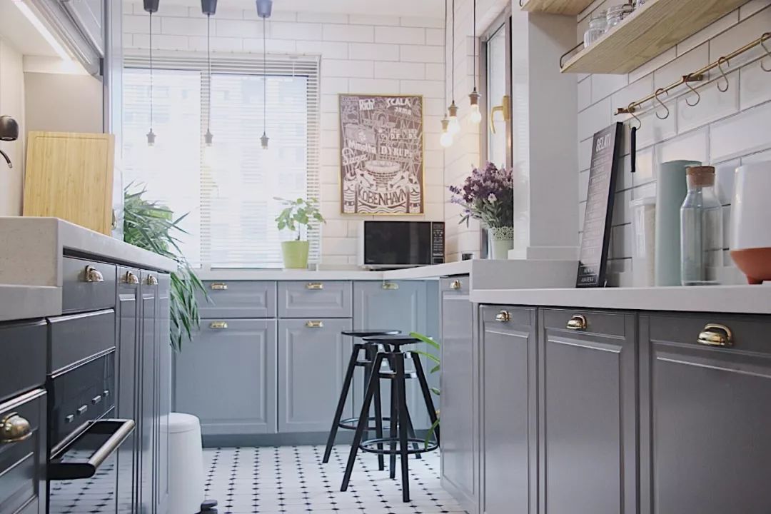 厨房橱柜门新中式款式和颜色,橱柜门颜色香芋色