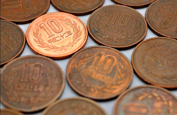 日本的一日元硬币,日本货币的円和钱