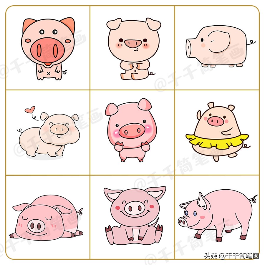 亲子小动物的简笔画图片,简笔画儿童3-6岁简单小动物组合