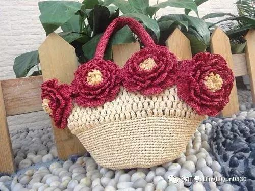 塑料袋编拖鞋,毛线编织浴花袋