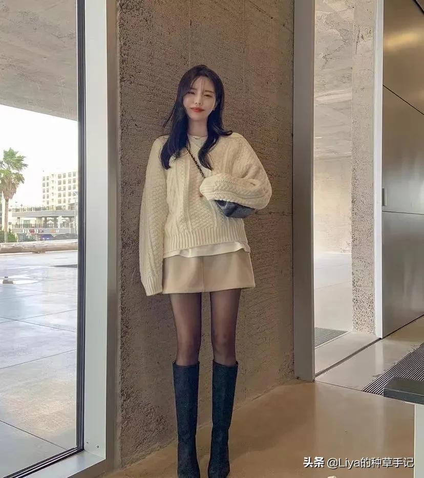 大毛衣半裙过年最显气质穿搭,毛衣半裙冬季