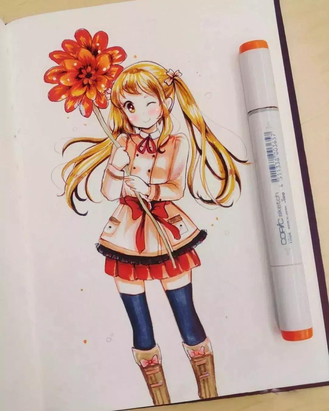 可爱动漫人物手绘马克笔,马克笔好看的动漫人物