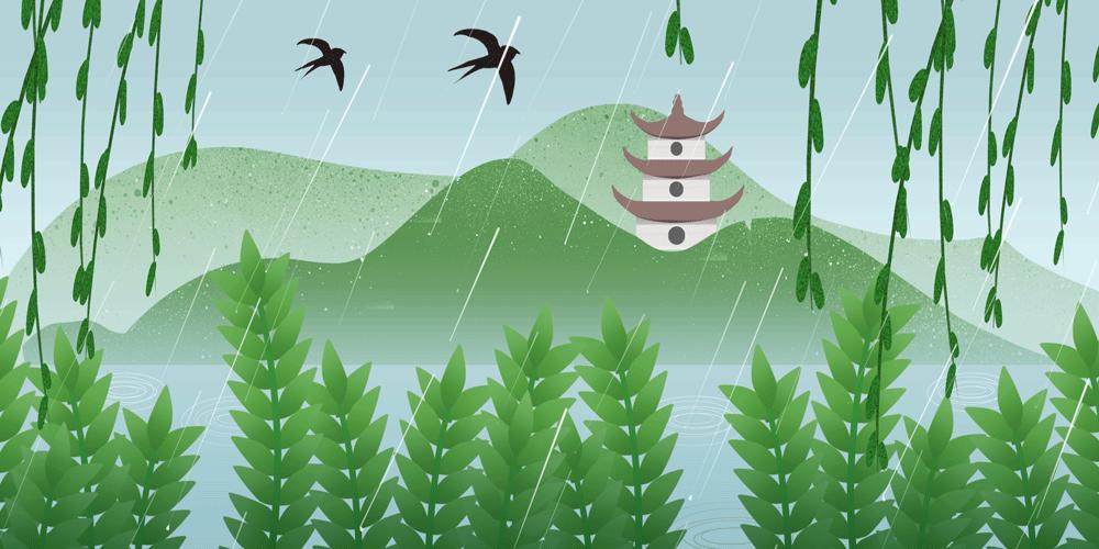 绝美水墨素材,清明动态景色照片素材