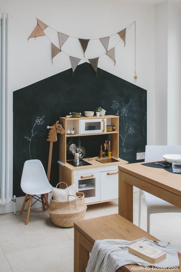 早备个黑板墙就好了！能涂能画实用与颜值兼具，解决了带娃难题