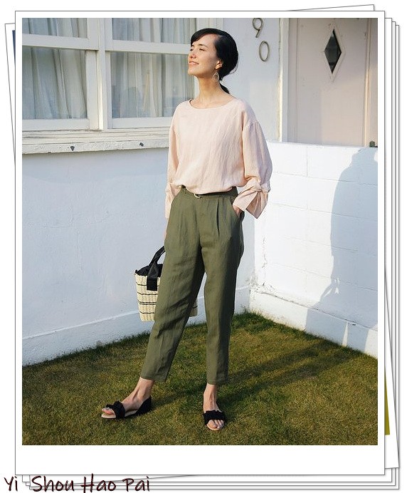 夏季亚麻宽松洋气7分裤,亚麻棉牛仔直筒裤穿搭