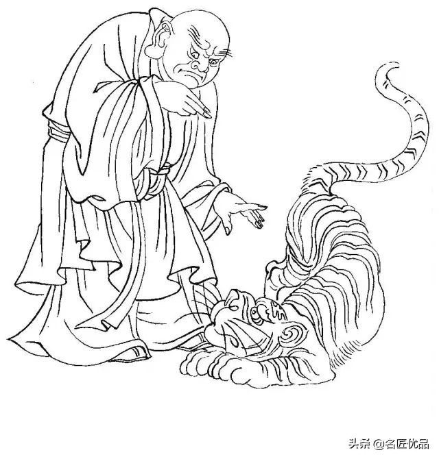 降龙罗汉白描图高清图片,降龙伏虎罗汉图白描