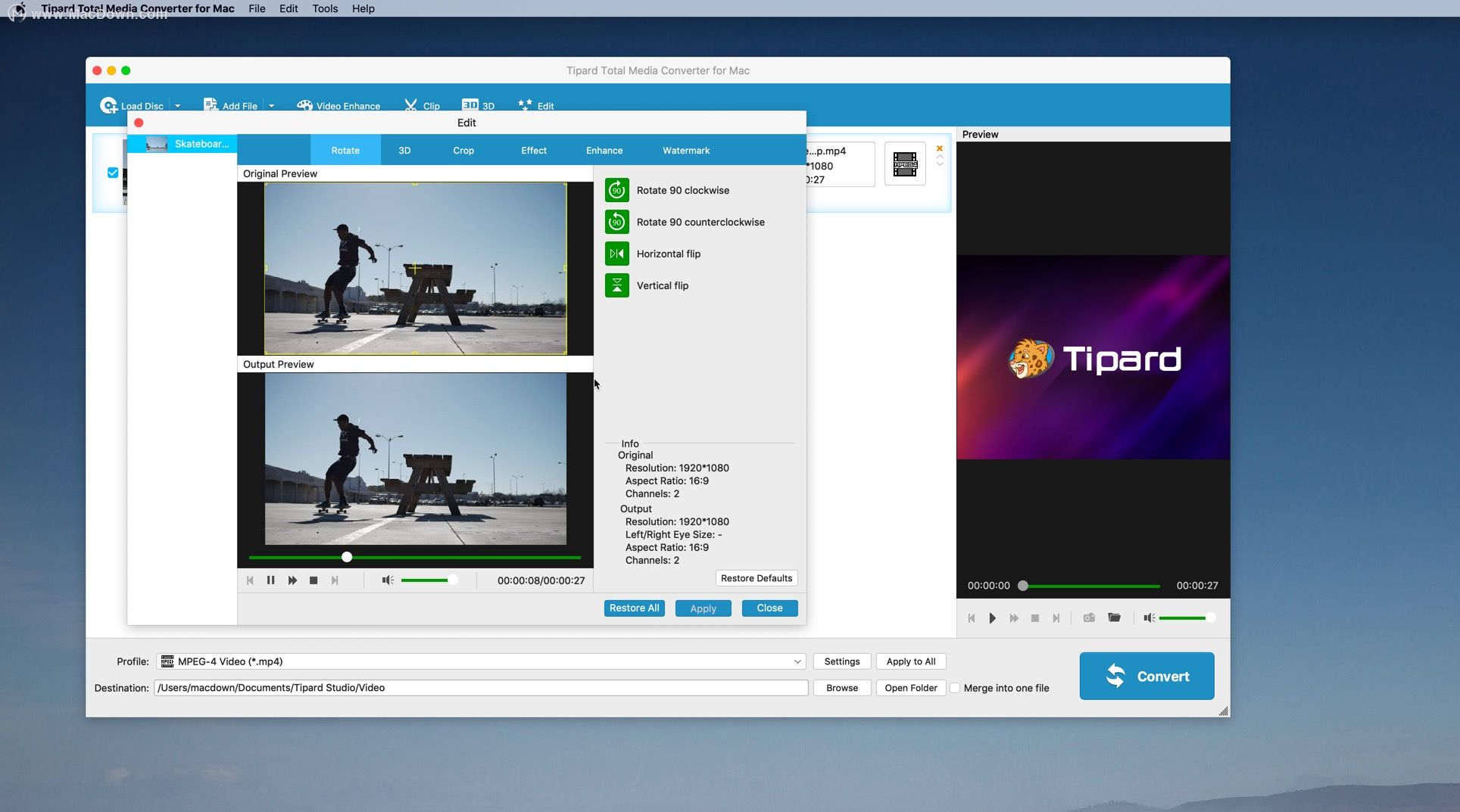 TipardTotalMediaConverterforMac,全媒体格式转换器