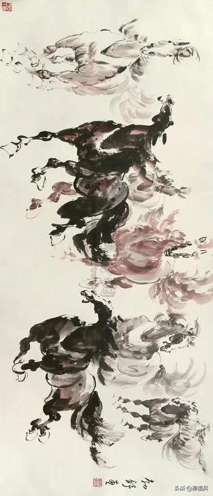 国画《八骏图》作品题款,名家精品国画八骏图欣赏