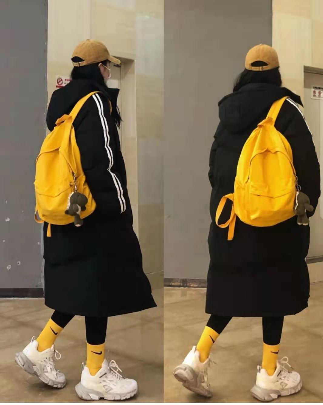 长款羽绒服搭配鲨鱼裤好看吗,香槟色羽绒服搭配灰色鲨鱼裤