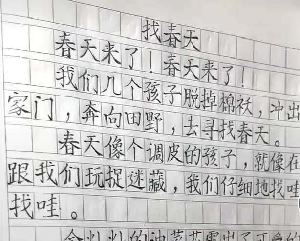 小学生满分作文字迹堪比印刷体,小学生满分作文原图