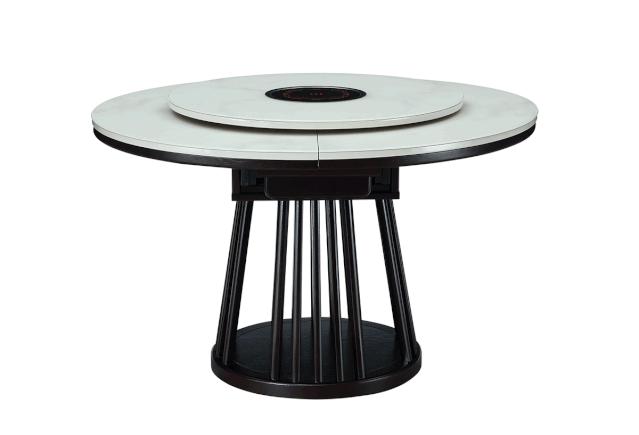 带电磁炉桌面一体可伸缩餐桌圆形,餐桌伸缩折叠带电磁炉