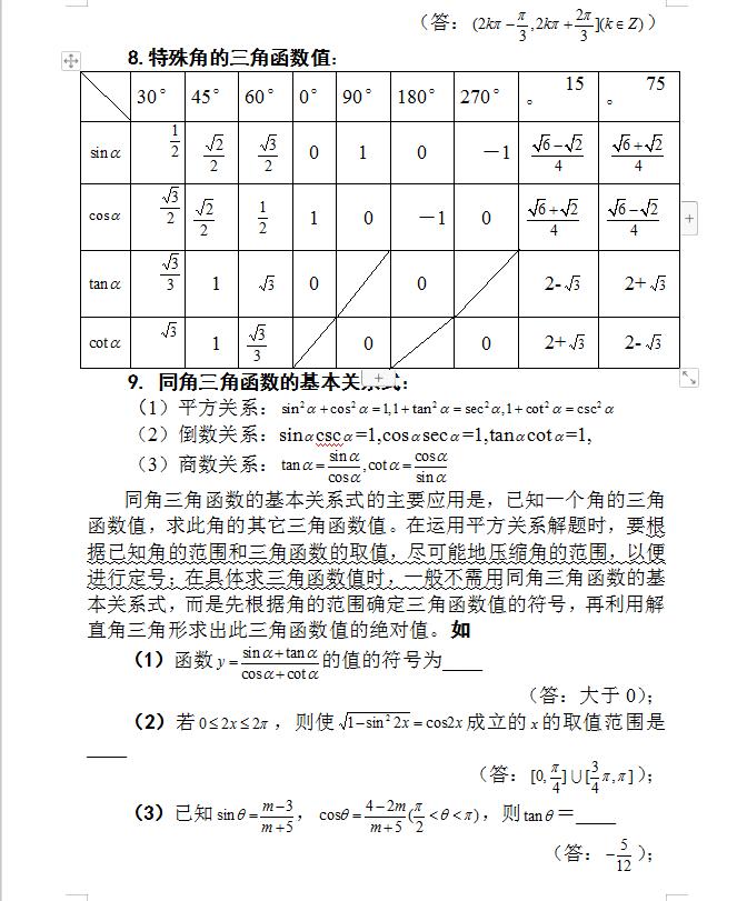 高中数学三角函数教学重点和难点,高中数学三角函数知识点全总结