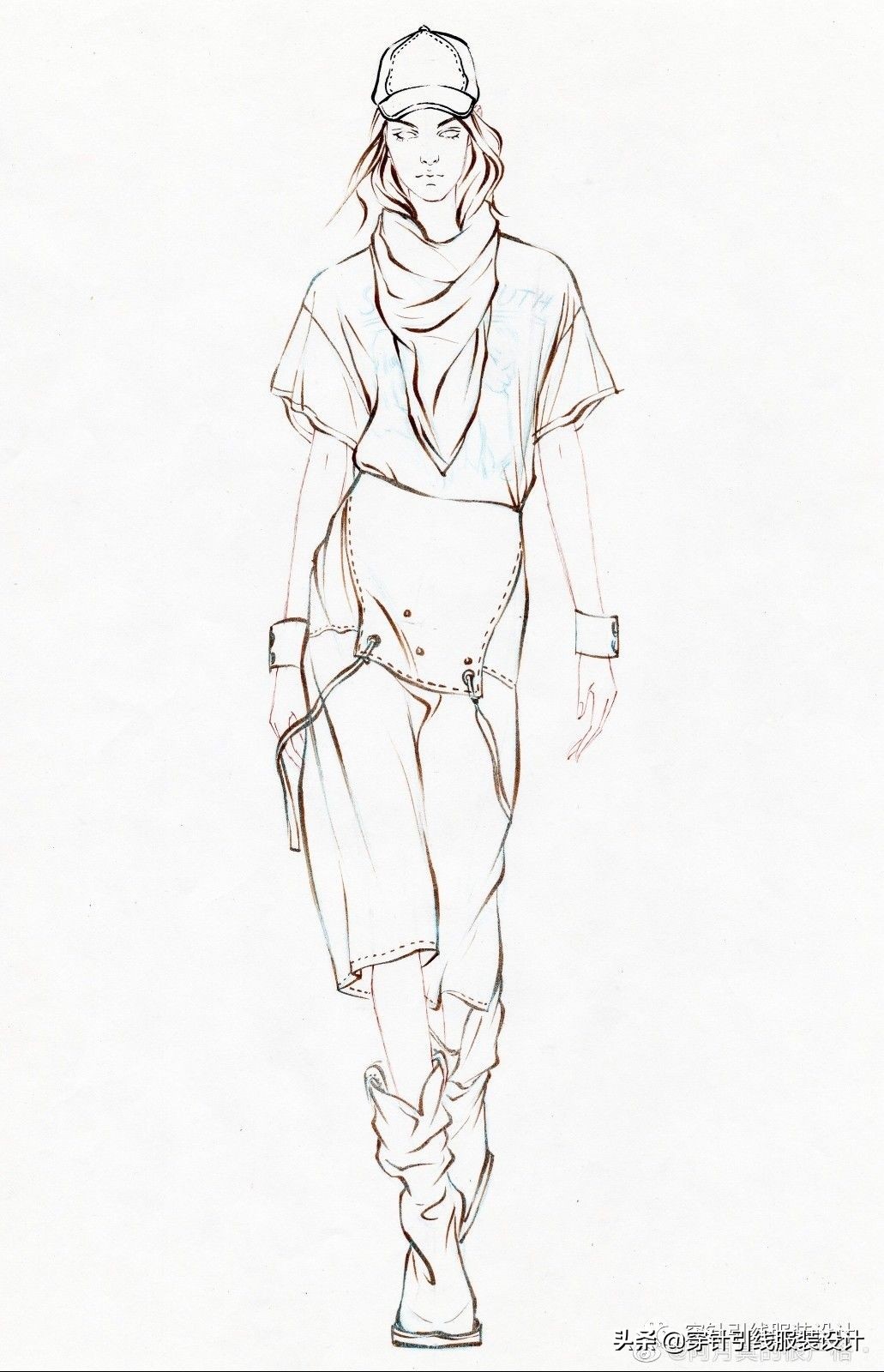 礼服服装效果图手绘,西装手绘服装效果图