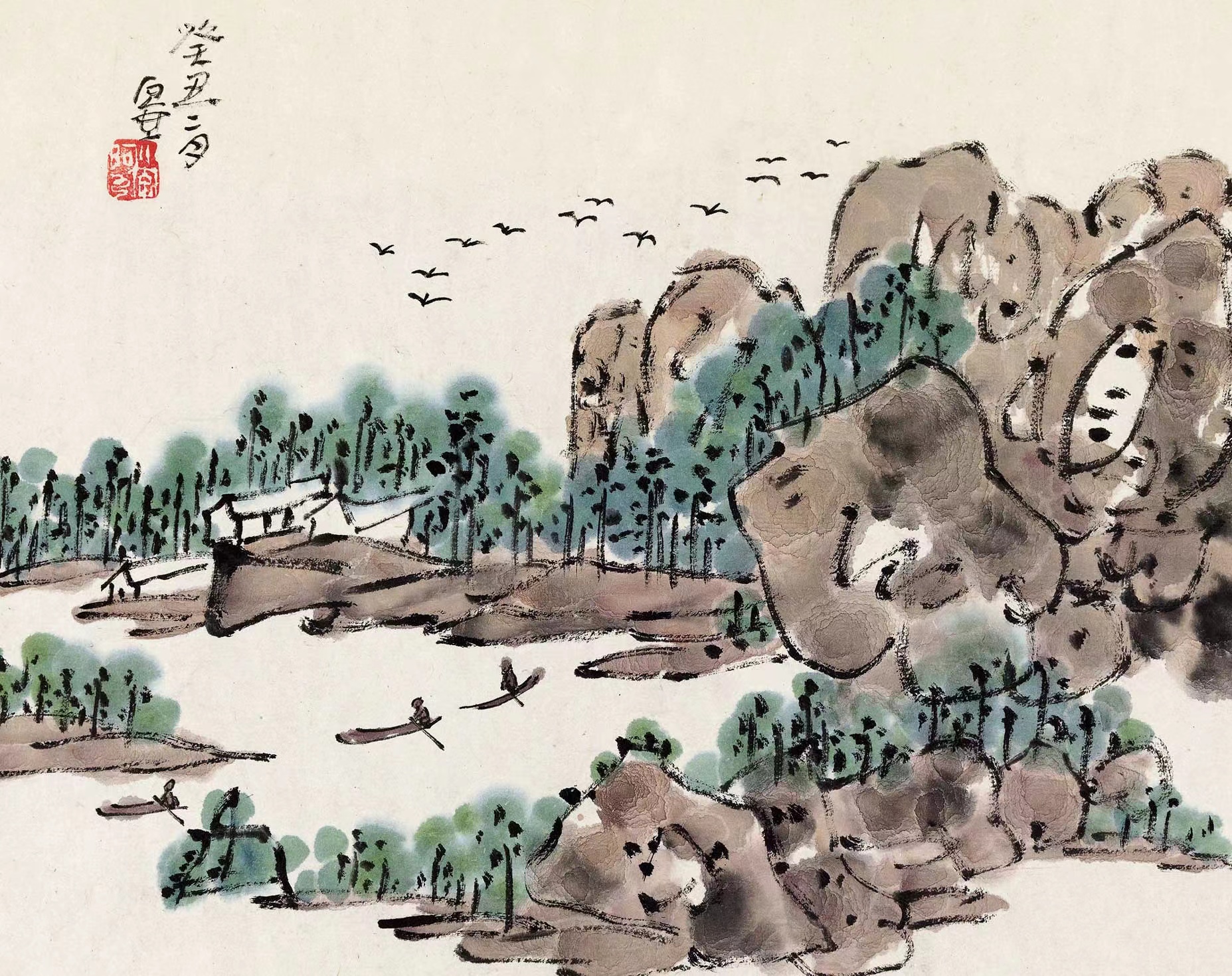 古代田园诗词山水画作品欣赏,历代名家山水画题诗