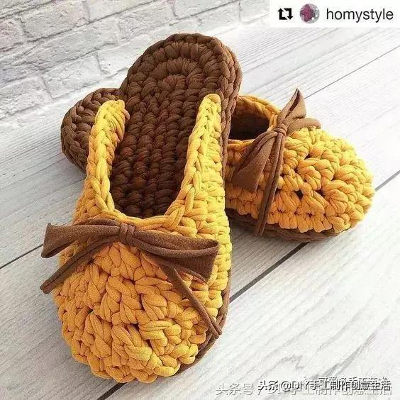 布条线桃花拖鞋编织教程,旧布条编拖鞋方法