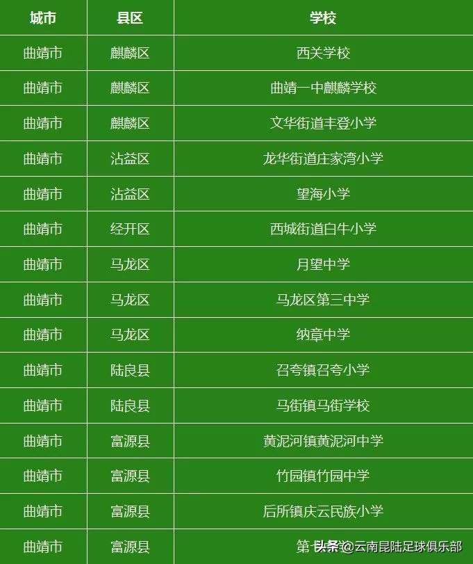 全国首批青少年足球特色学校,云南2019年全国足球特色学校