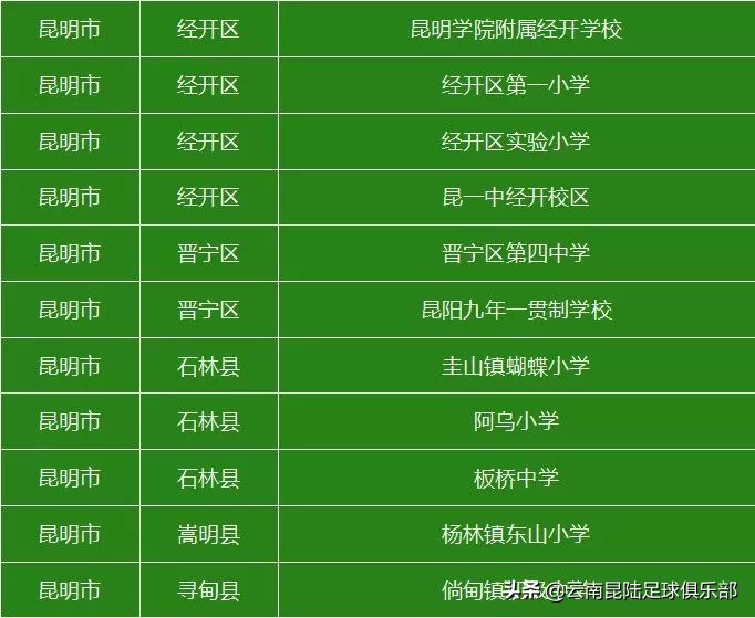 全国首批青少年足球特色学校,云南2019年全国足球特色学校