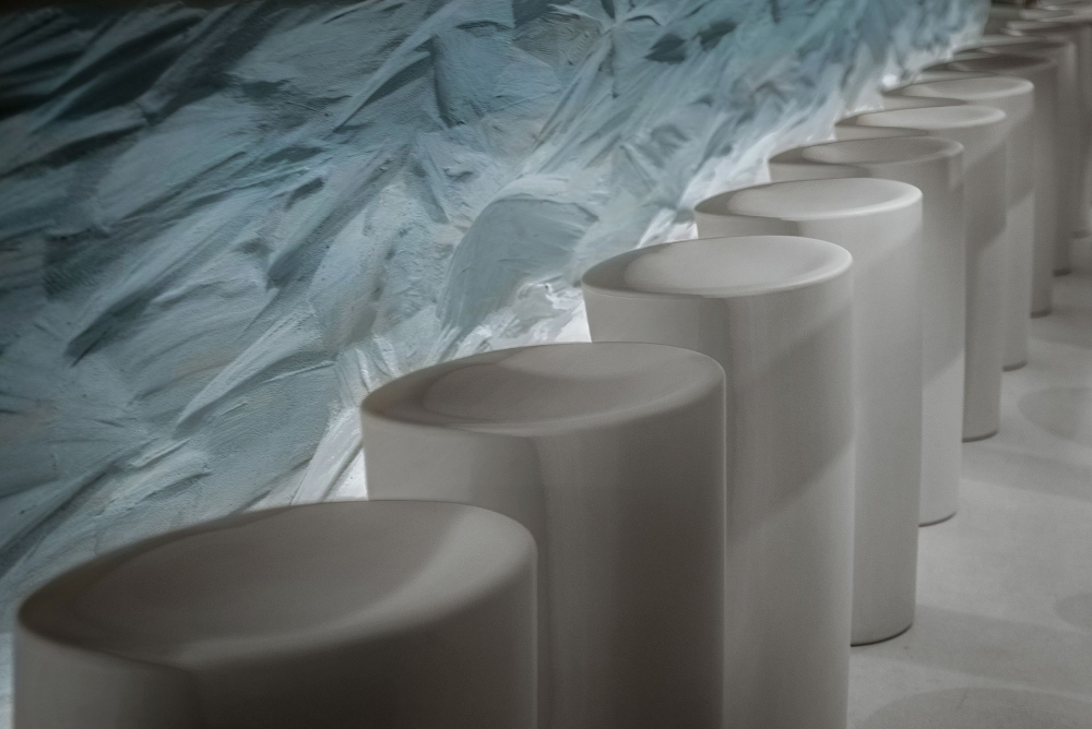 弧形水吧设计案例,清新水吧设计