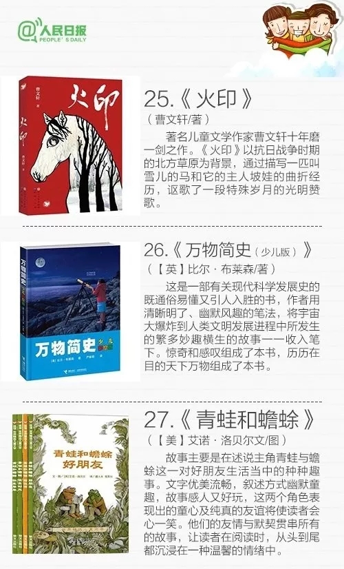 人民日报推荐儿童书单6岁到八岁,人民日报推荐书单1-9年级