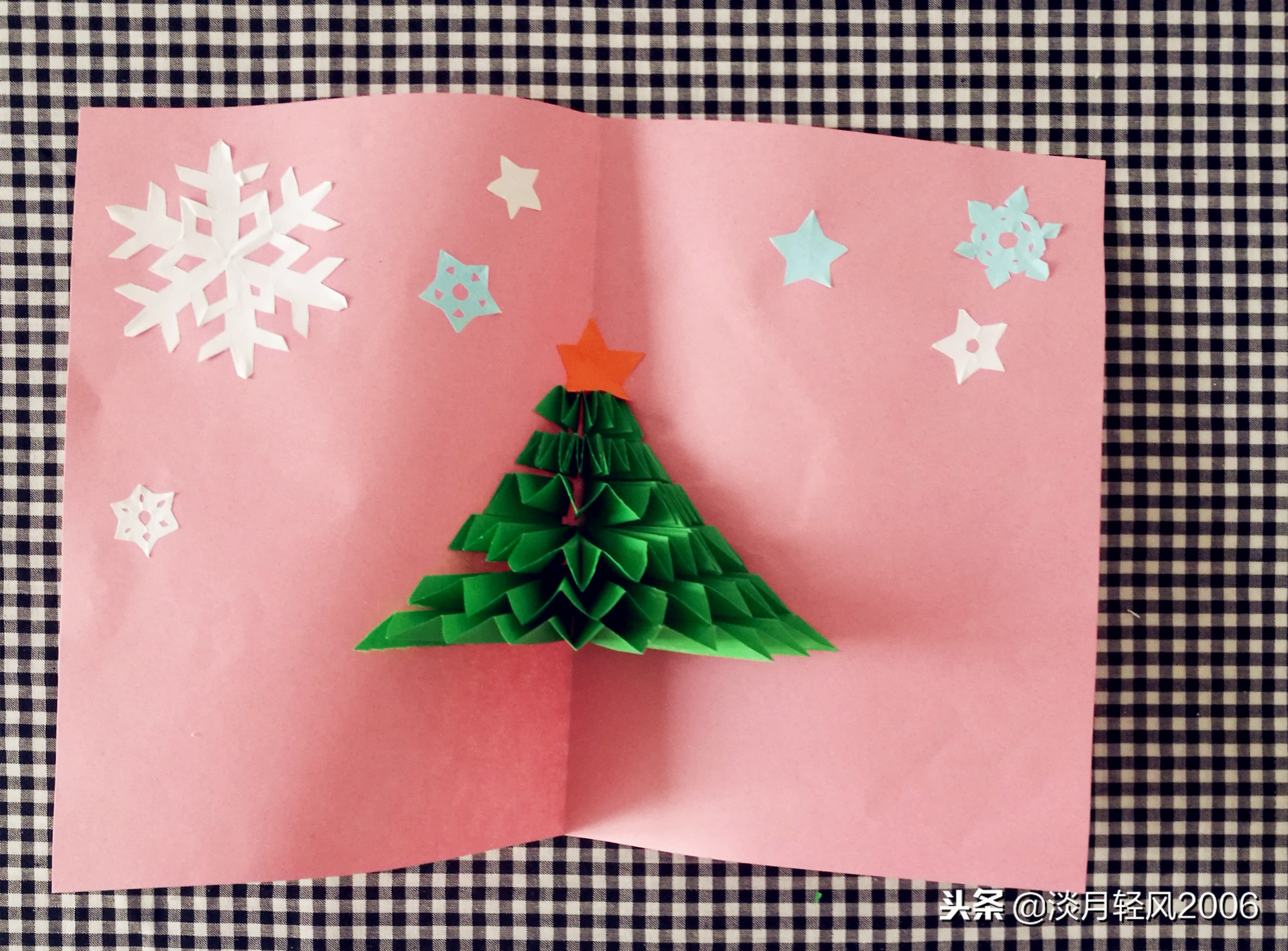 圣诞节手工贺卡送老师,王小九手工折纸圣诞节贺卡