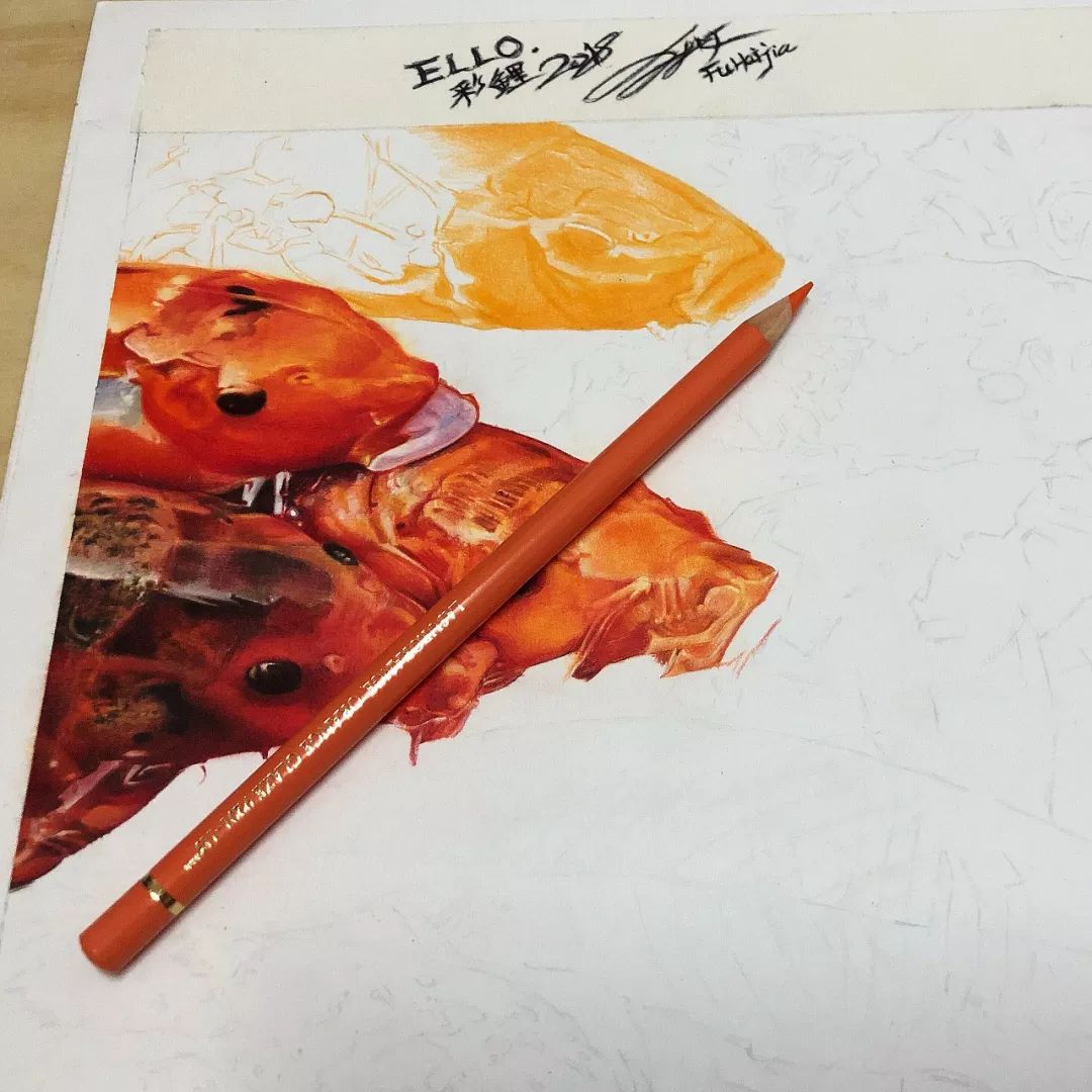 彩铅画美丽的山水画,彩铅画美人蝴蝶