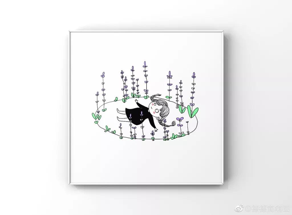 简单清新花卉的简笔画图片大全,唐老鸭简笔画可爱清新小女孩