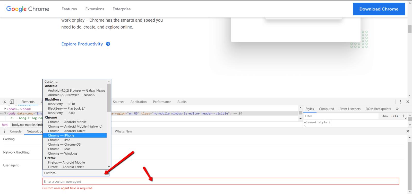 如何在Chrome，Edge，Safari和Firefox中更改用户代理