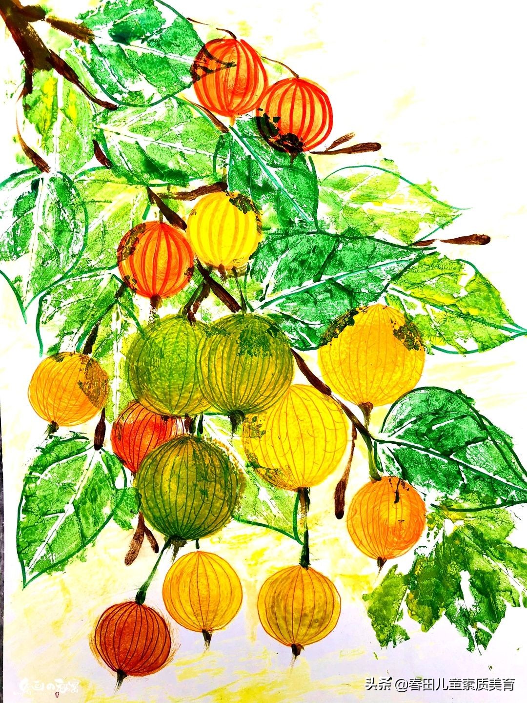 教程|适用于三年级以上—少儿美术课程《灯笼果》
