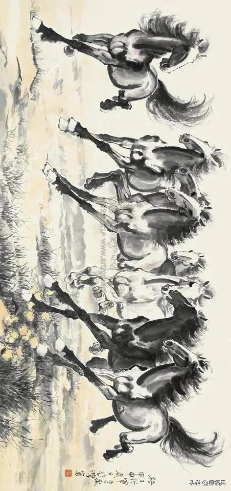 国画《八骏图》作品题款,名家精品国画八骏图欣赏