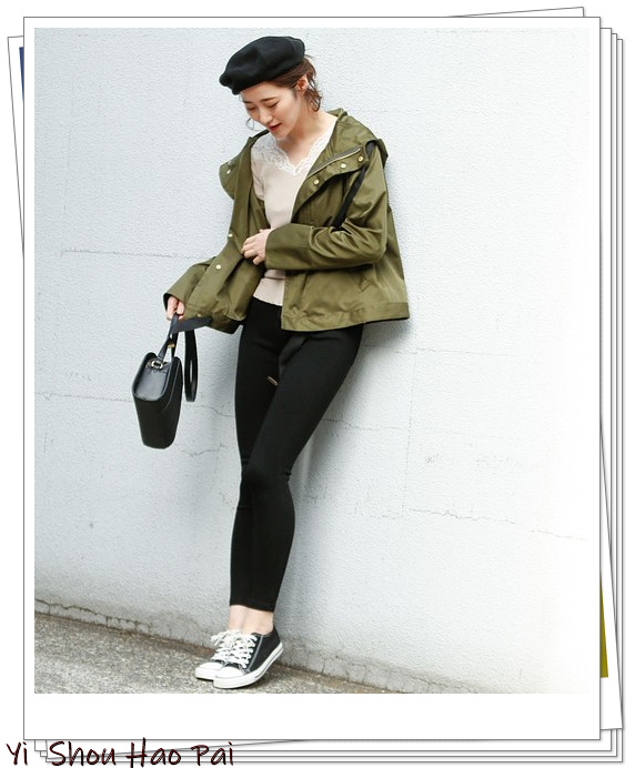 休闲风宽松连帽外套穿搭,日系防风连帽外套搭配