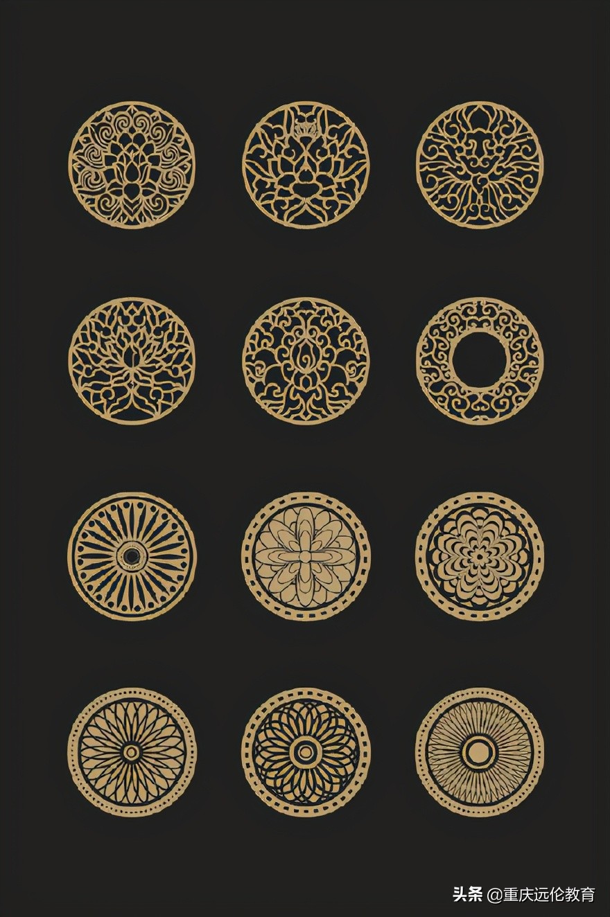 中国风吉祥花边白描图,中国风纹样绘画100例