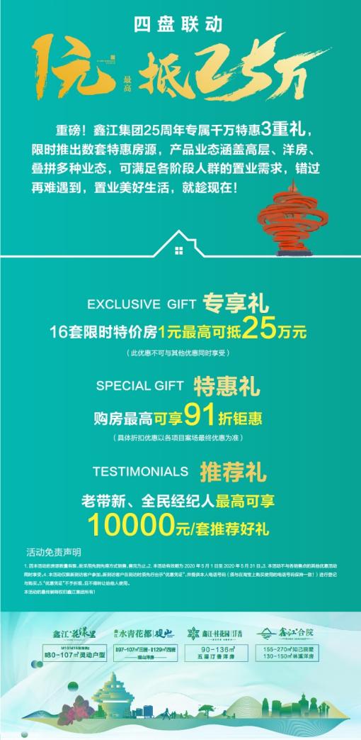 鑫江25载匠造理想人居，四盘联动三重壕礼特惠岛城