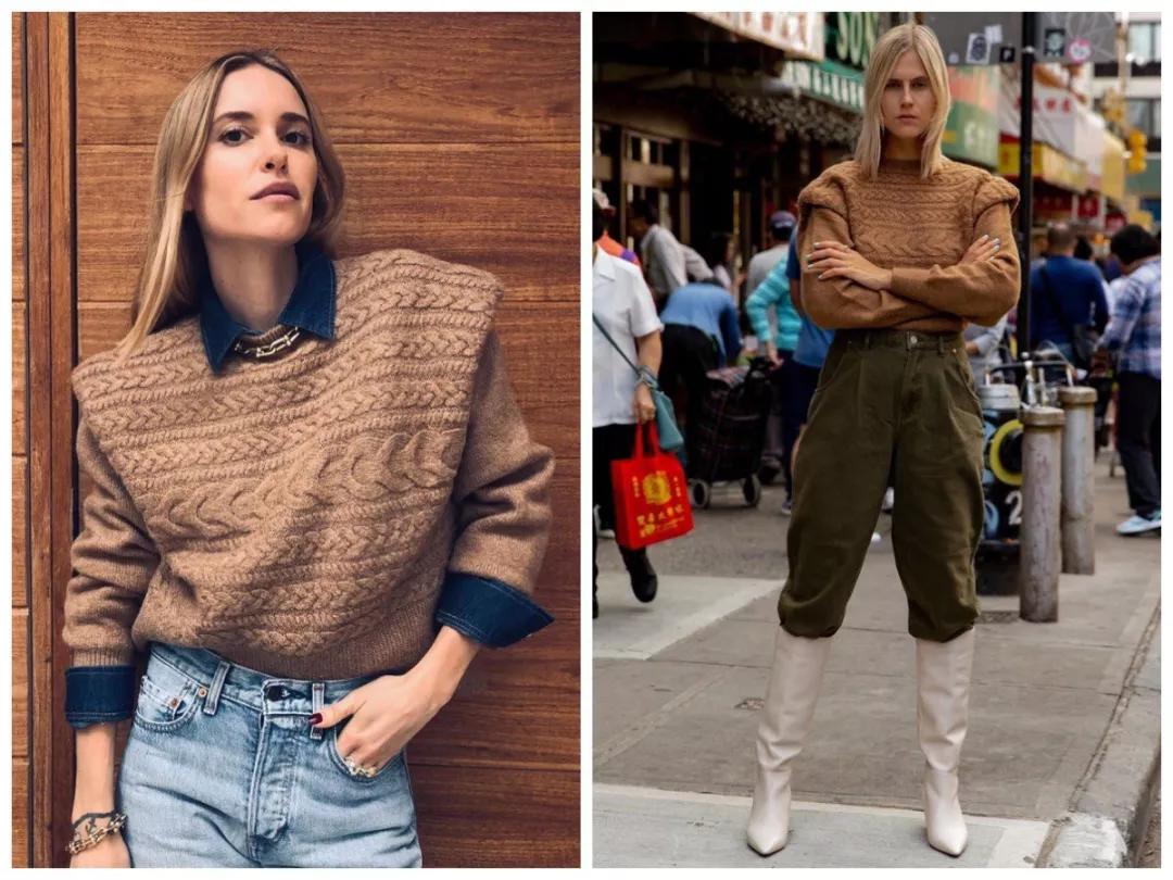 刘雯拉链毛衣哪个牌子好看,刘雯穿的熊图案毛衣