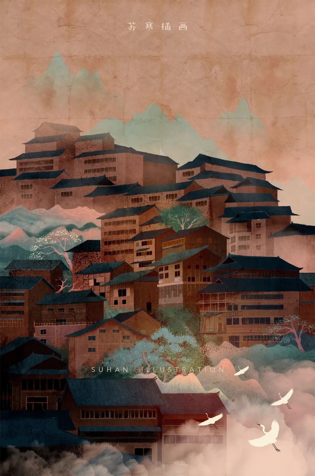 90年代画风的插画师,90后插画师画出美丽乡村