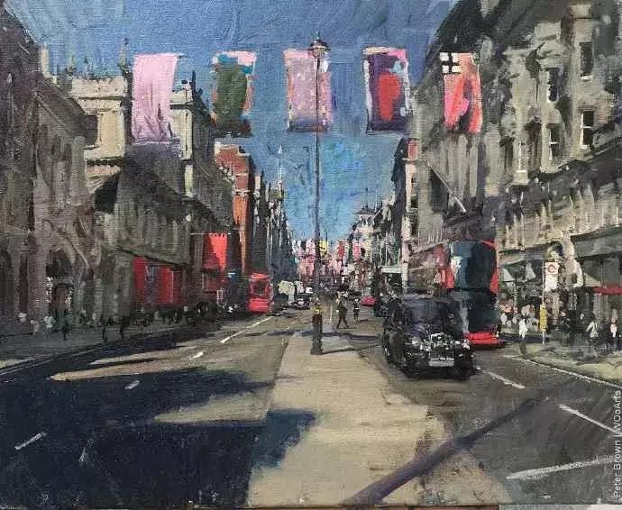 欧洲油画秋日街景,peterbrown油画从哪里买