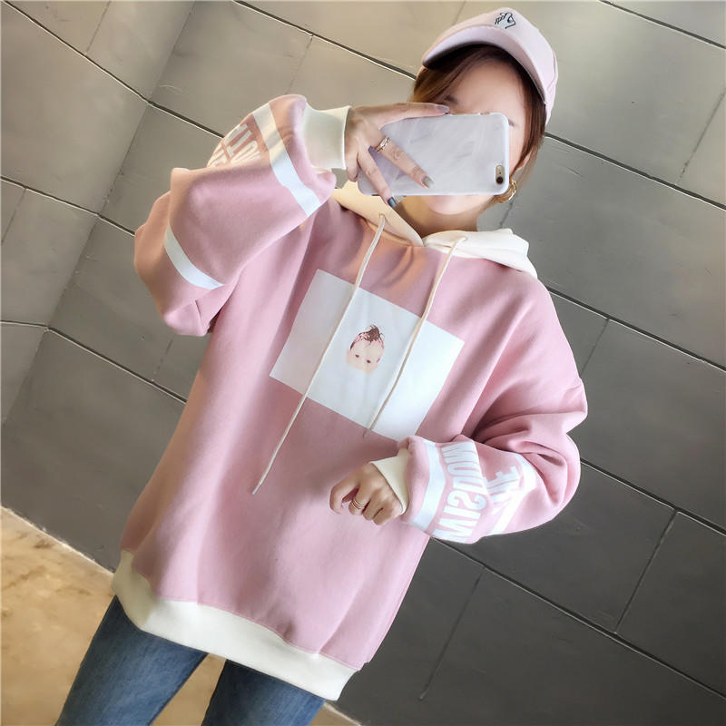 「女装」最新款式宽松加绒连帽卫衣/089654