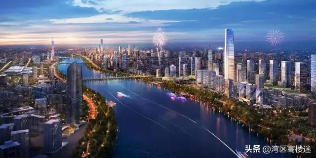 航拍广州国际金融城350米高楼,广州城市中心地标建筑