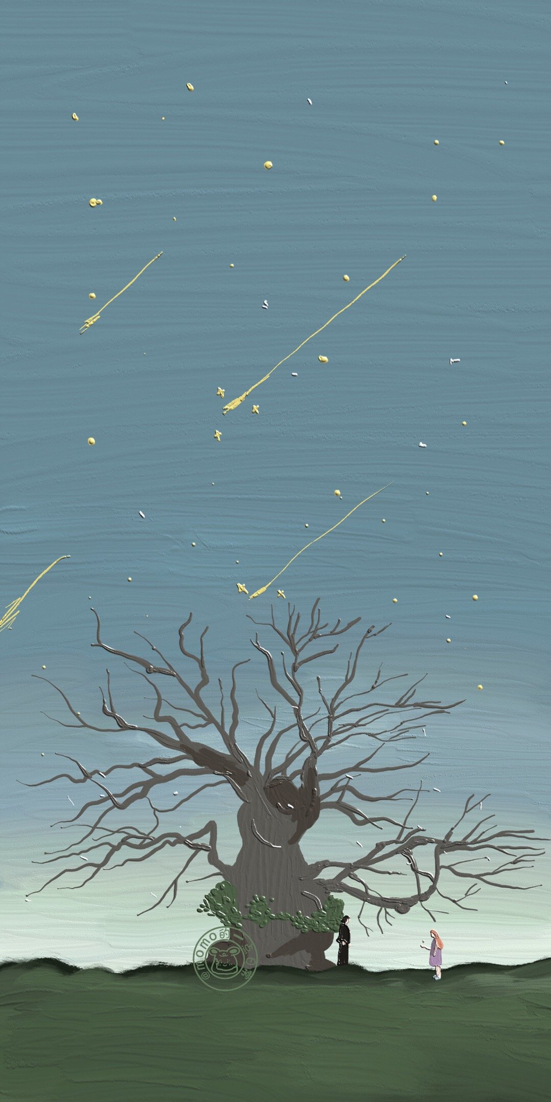 小清新油画壁纸插画,可爱又仙气的油画壁纸左下角取图