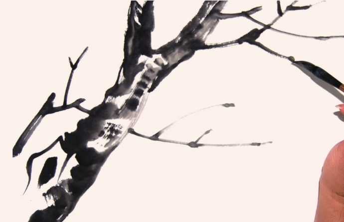 国画花枝穿插技巧图解,国画花枝的简单教程